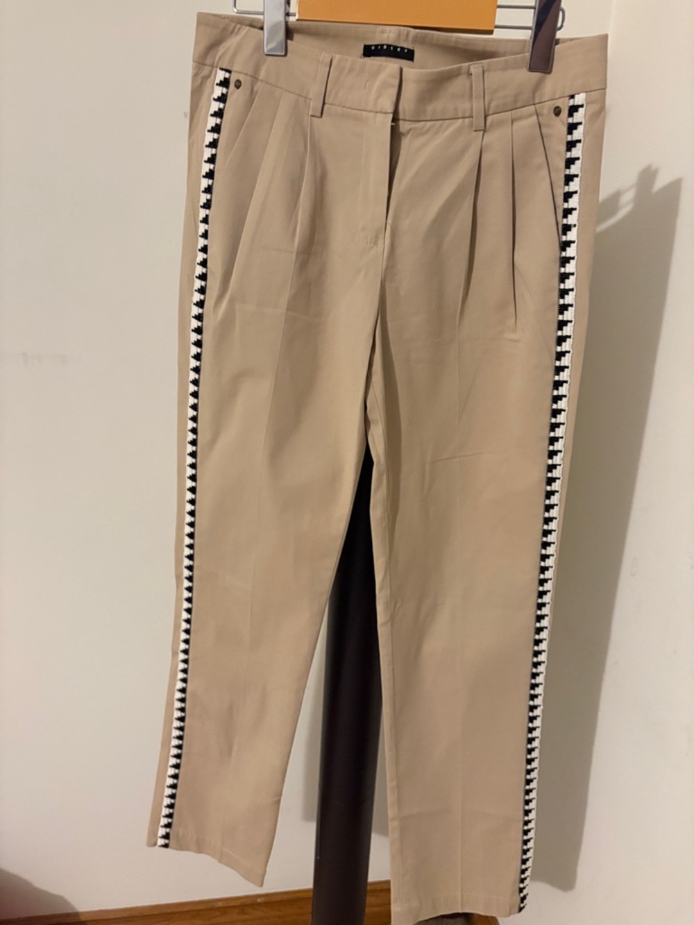 Sisley Beige Chinos with Black & White Side Trim